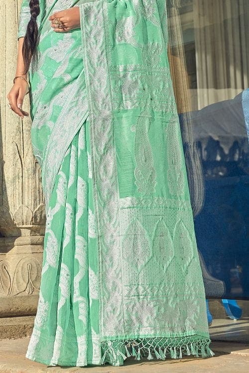 Light Aqua Green Chikankari Saree Chikankari Saree Light Aqua Green Chikankari Saree saree online