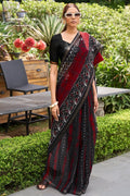 Berry Red Cotton Linen Blend Saree cotton sarees