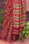 Crimson Red Zari Woven Cotton Linen Blend Saree Cotton - Linen Saree Crimson Red Zari Woven Cotton Linen Saree saree online