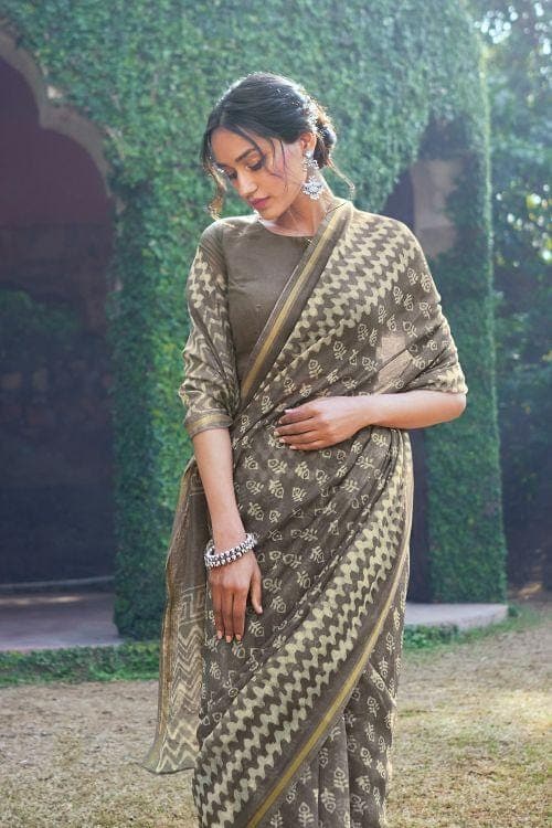 Dove Grey Zari Woven Cotton Linen Blend Saree Cotton - Linen Saree Dove Grey Zari Woven Cotton Linen Saree saree online