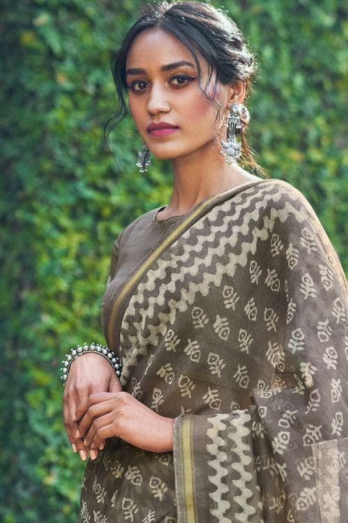 Dove Grey Zari Woven Cotton Linen Blend Saree Cotton - Linen Saree Dove Grey Zari Woven Cotton Linen Saree saree online