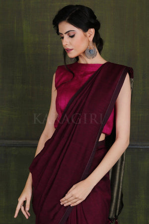 Aggie Maroon Cotton Saree