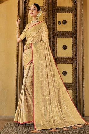 Beige Cotton Saree