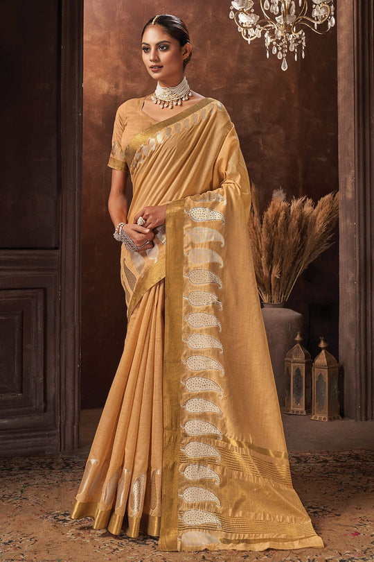 Beige Cotton Saree cotton saree online