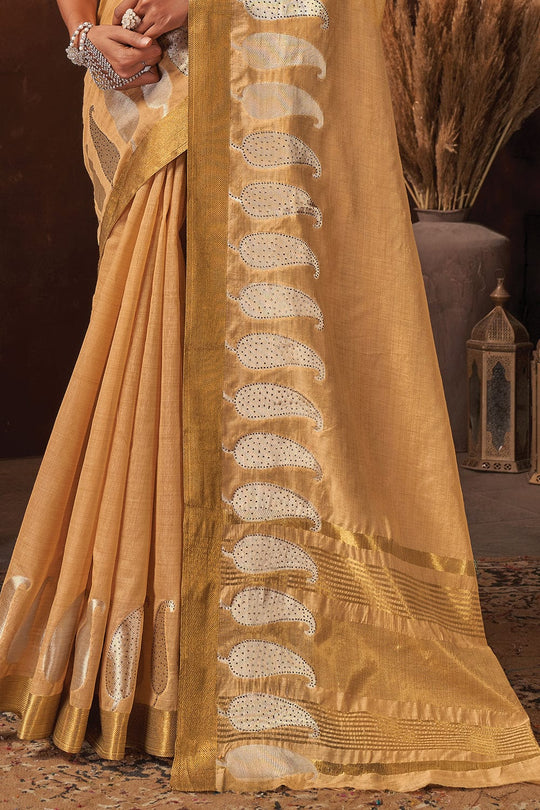 Beige Cotton Saree cotton saree price