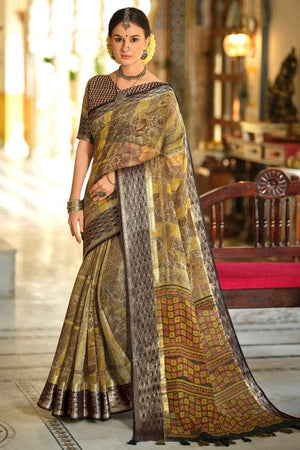 Beige Cotton Saree