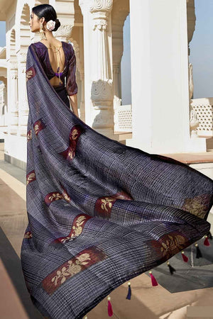 Blue Printed Cotton Saree
