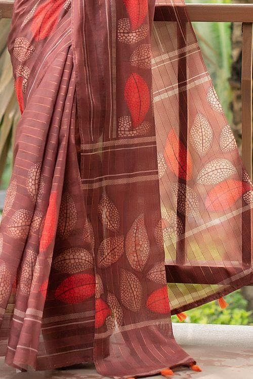 Brick Red Cotton Silk Saree cotton saree blouse design