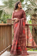 Brick Red Cotton Silk Saree cotton saree online shopping