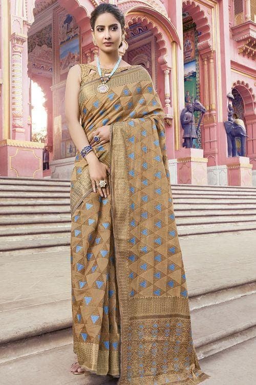Bronze Brown Cotton Saree brown cotton saree