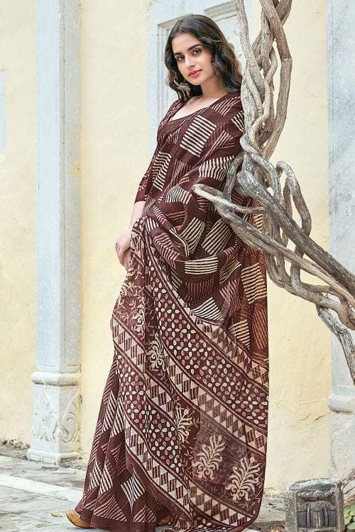 Brunette Brown Cotton Saree sarees online