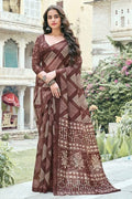 Brunette Brown Cotton Saree cotton fabric