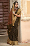 Brunette Brown Cotton Saree cotton saree