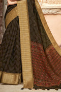 Brunette Brown Cotton Saree designer saree