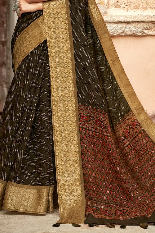 Brunette Brown Cotton Saree designer saree