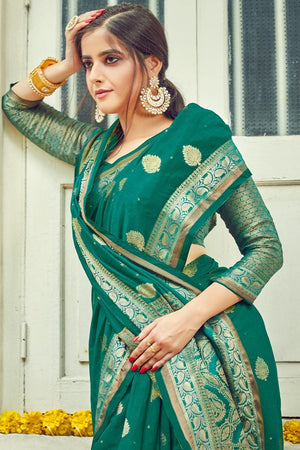 Brunswick Green Cotton Saree