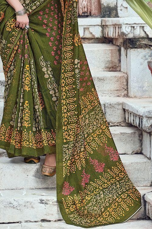 Cadmium Green Cotton Saree sarees online