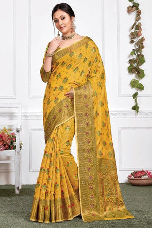 Cadmium Yellow Cotton Saree