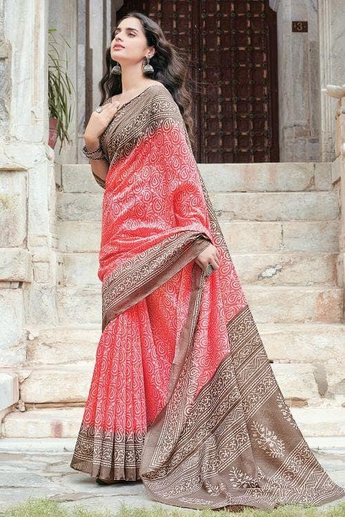 Candy Apple Red Cotton Saree cotton fabric