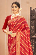 Candy Apple Red Cotton Saree fancy saree