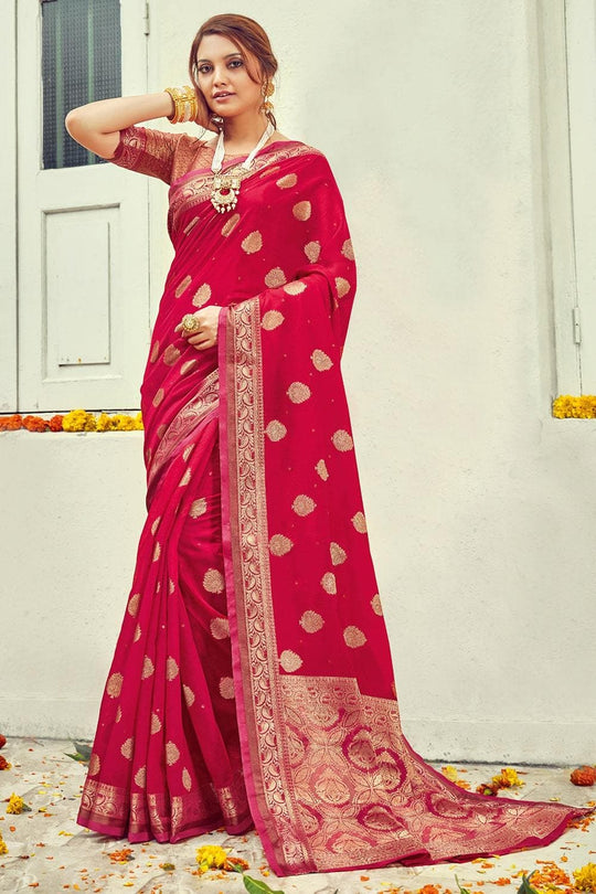 Cardinal Red Cotton Saree cotton saree online