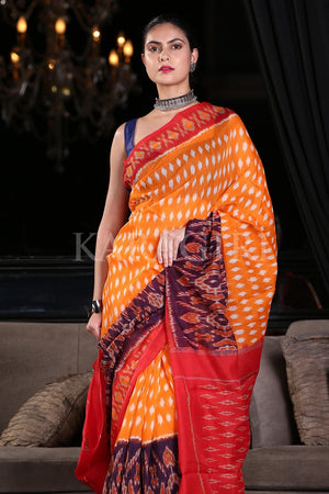 Cotton Saree Carrot Orange Cotton Saree saree online