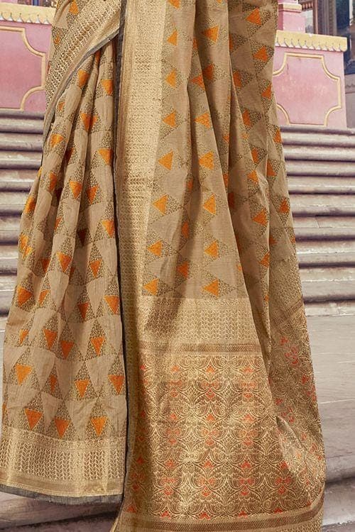 Cashmere Brown Cotton Saree cotton saree