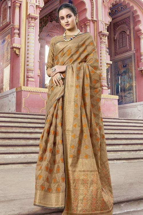 Cashmere Brown Cotton Saree cotton saree online