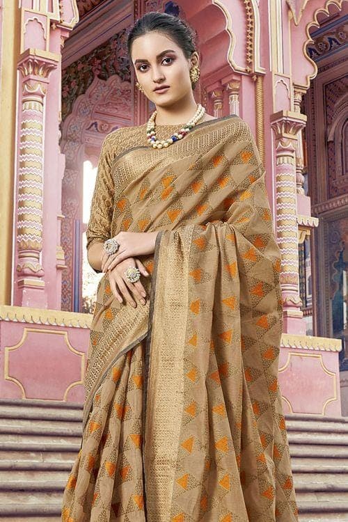 Cashmere Brown Cotton Saree brown cotton saree