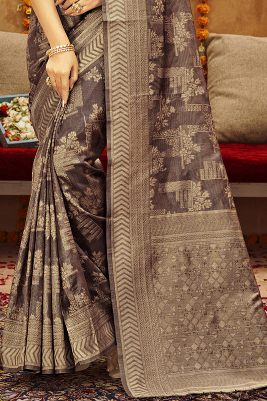 Cedar Brown Cotton Saree sarees for women