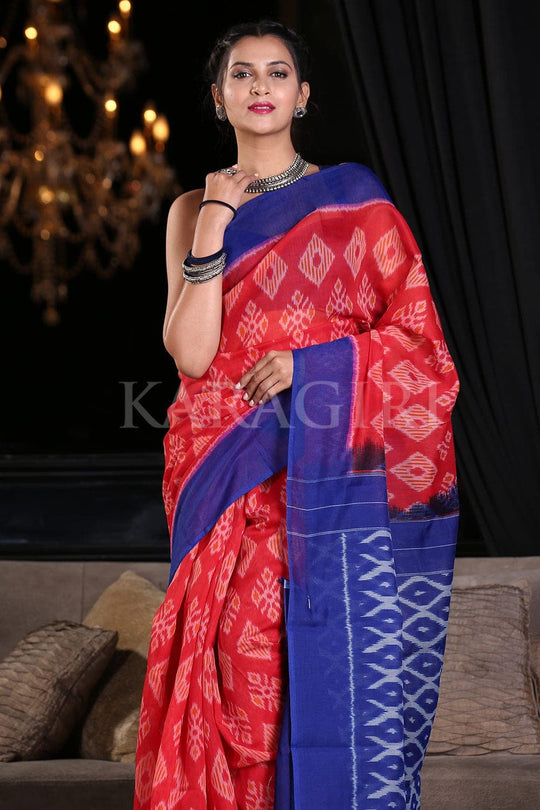 Cherry Red Cotton Saree Cotton Saree Cherry Red Cotton Saree saree online