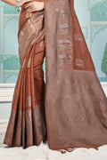 Chestnut Brown Cotton Saree designer saree