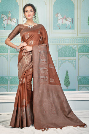 Chestnut Brown Cotton Saree