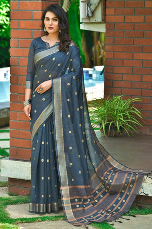 Cobalt Blue Cotton Saree