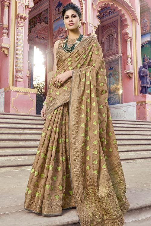Coffee Brown Cotton Saree daily wear cotton saree