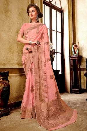 Cosmos Pink Cotton Saree
