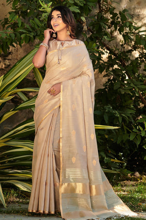 Cream Cotton Saree