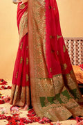 Crimson Red Cotton Saree beautiful saree