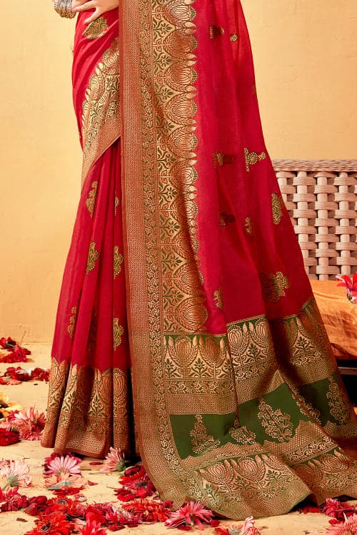 Crimson Red Cotton Saree beautiful saree