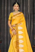 Dandelion Yellow Cotton Saree fancy saere