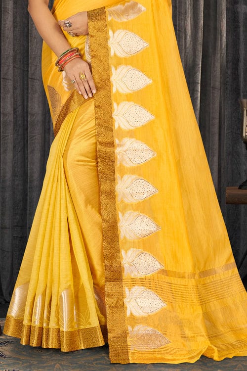 Dandelion Yellow Cotton Saree designer saree