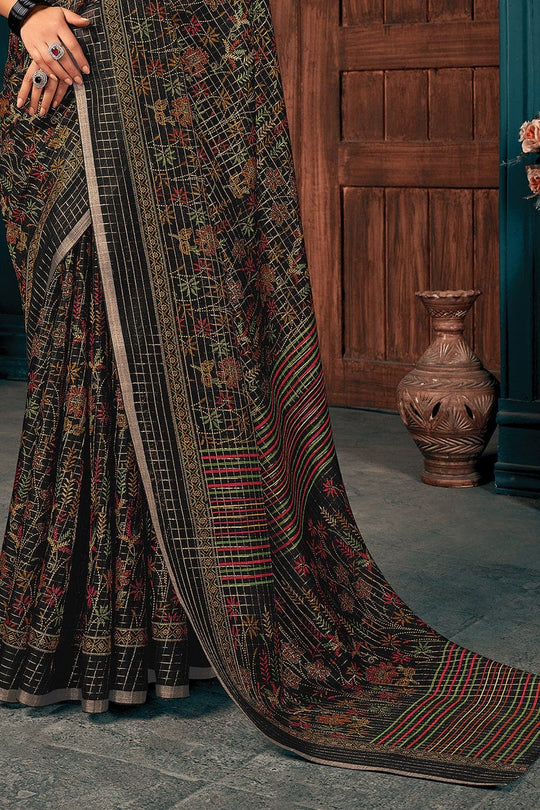 Dark Black Cotton Saree Cotton Saree Dark Black Cotton Saree saree online