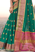 Dark Green Cotton Saree designer saree
