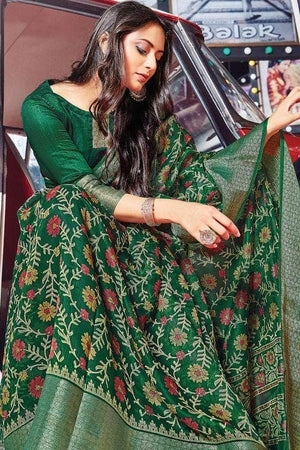 Deep Green Cotton Saree