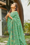 Fern Green Cotton Saree green cotton saree