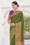 Fern Green Cotton Saree fancy saree
