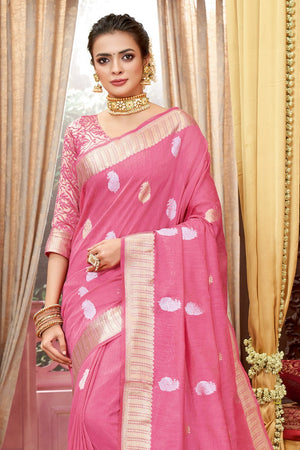 pink cotton saree