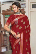 Flame Red Chanderi Cotton Saree red chanderi cotton saree