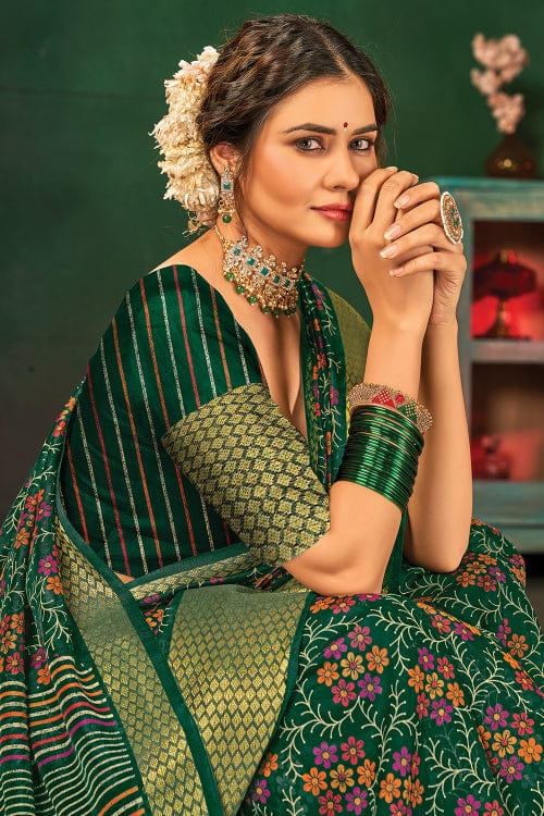 Forest Green Cotton Saree cotton saree