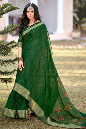 green cotton saree
